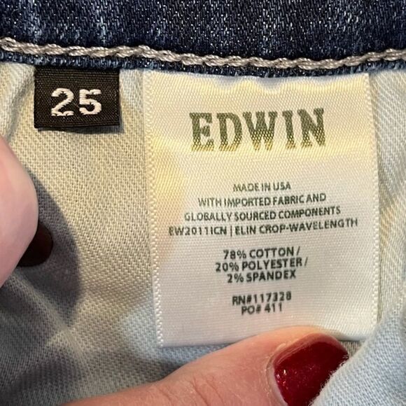 NWOT EDWIN Elin Crop Jean Wavelength Light Wash Blue Women’s Size 25 - Picture 10 of 11